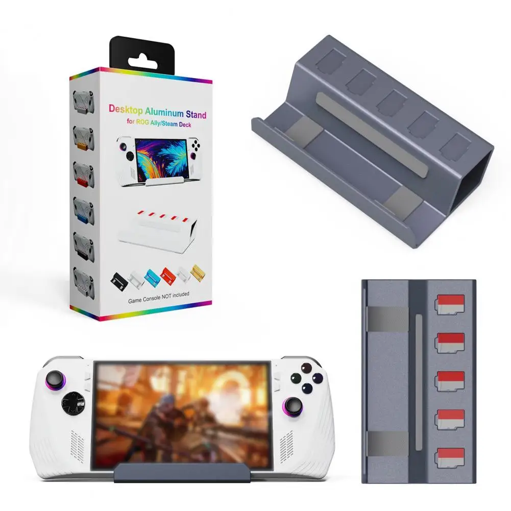 

Handheld Console Stand for Rog Ally Stand with Memory Card Slots Aluminum Alloy Game Console Stand Anti-slip Holder with for Rog