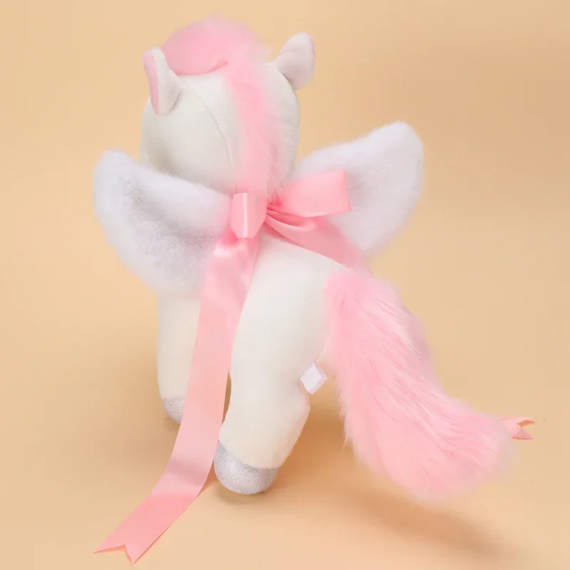 Cute White Pink Pegasus Plush Toys Soft Horse with Wing Dolls Unicorn Sleeping Huggable Pillow Home Decor Kids Birthday Gifts