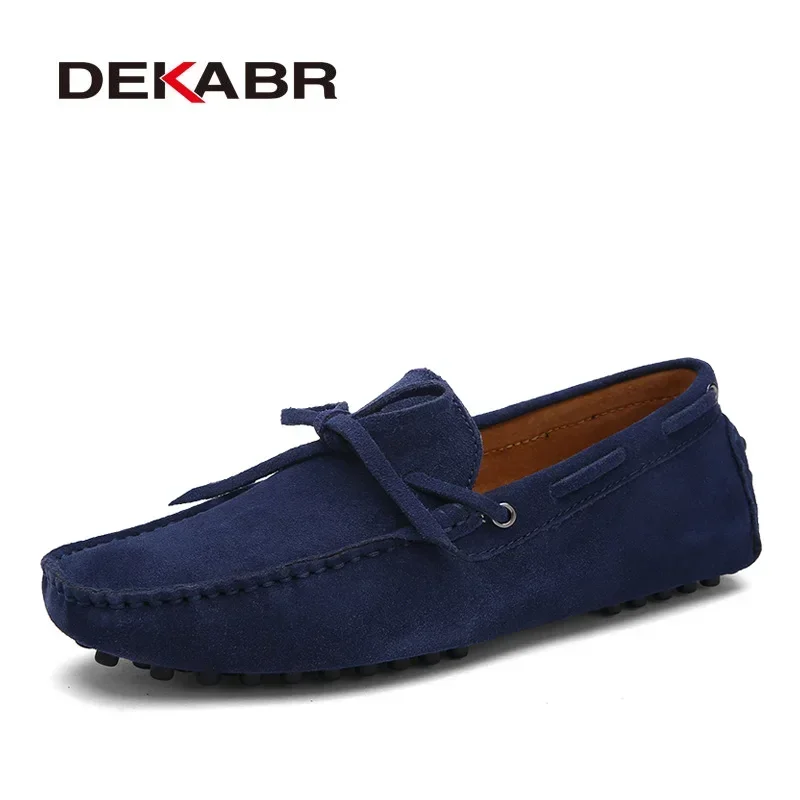 

DEKABR Genuine Leather Men Casual Shoes Luxury Brand Mens Loafers Moccasins Breathable Slip on Black Driving Shoes Size 35-49