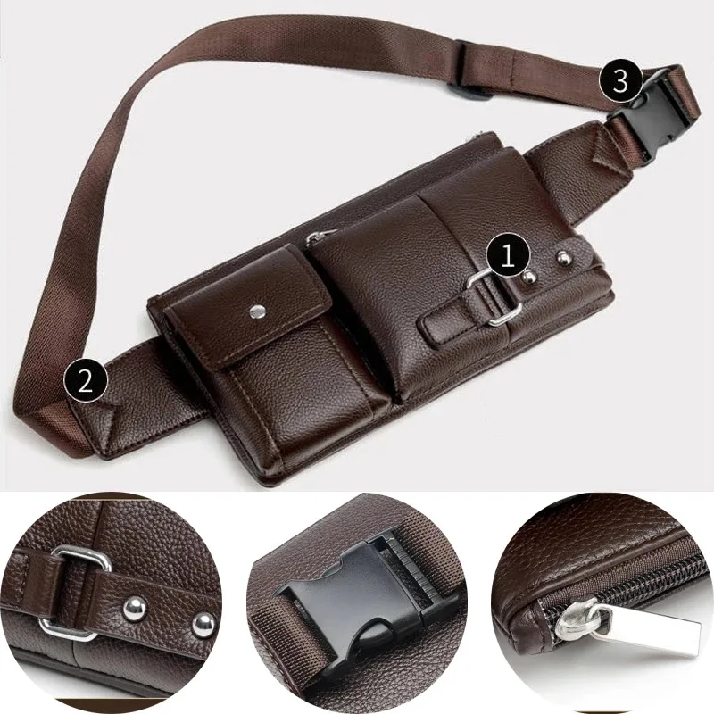 Riñonera de moda para hombre, bolso de cintura para teléfono, multiusos, de viaje, de cuero PU, bolso de pecho, bandolera