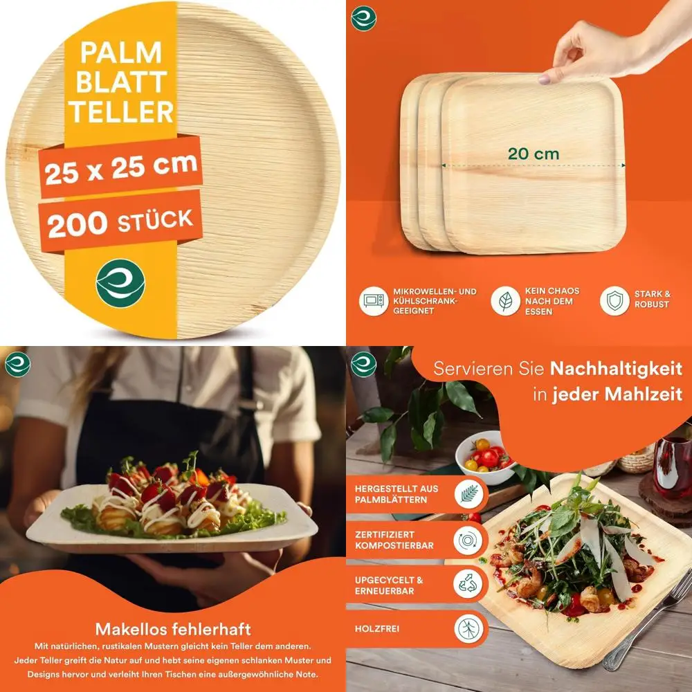 ECO SOUL Compostable 10 Inch Palm Leaf Round Plates (200 Count) Like Bamboo Plates | Biodegradable | Eco-Friendly, Microwave & O