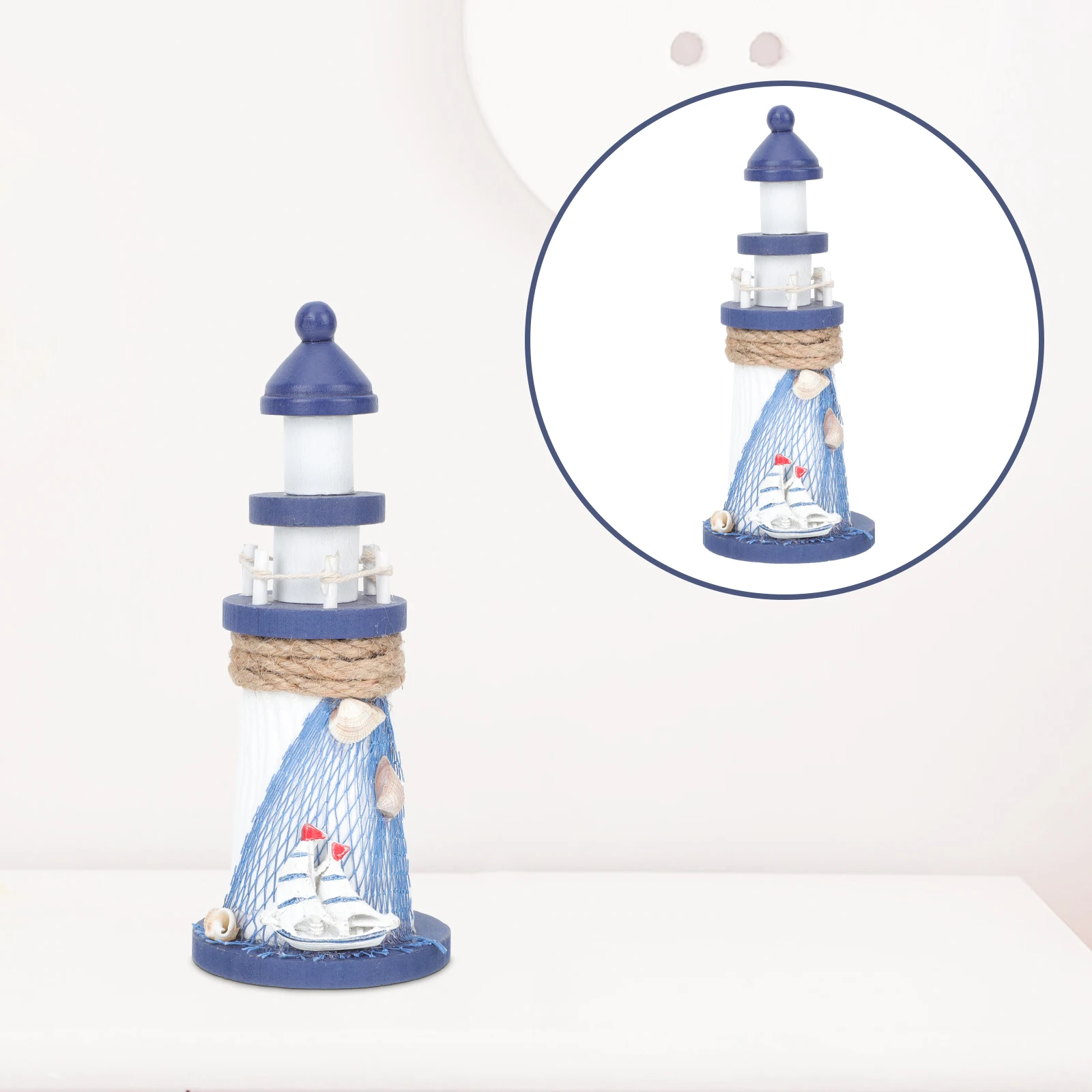 

Wooden Lighthouse Ornaments Shaped Decor Nautical Ocean Houses Decorations for inside
