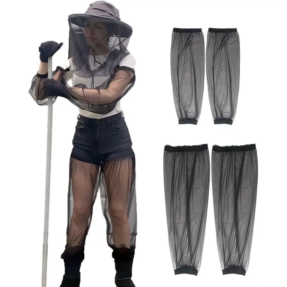 新しい通気性蚊アームスリーブメッシュ軽量レッグスリーブ脚蚊帳キャンプ