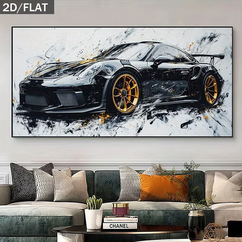 

2D Flat Frameless Canvas Abstract Racing Canvas Art Decor Wall Decor for Living Room, Bedroom, Hallway, Contemporary Artwork
