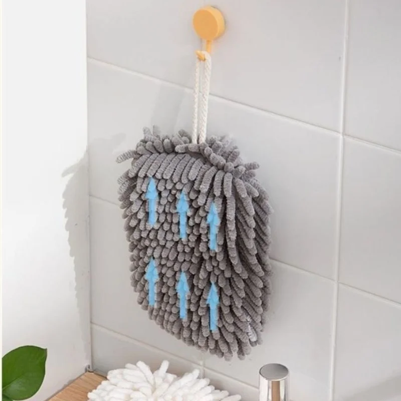 Wall-Mounted Wipe Hands Towels Super Absorbent Fast Drying Chenille Cleaning Cloth Kitchen Bathroom Supplies Bathing Accessories