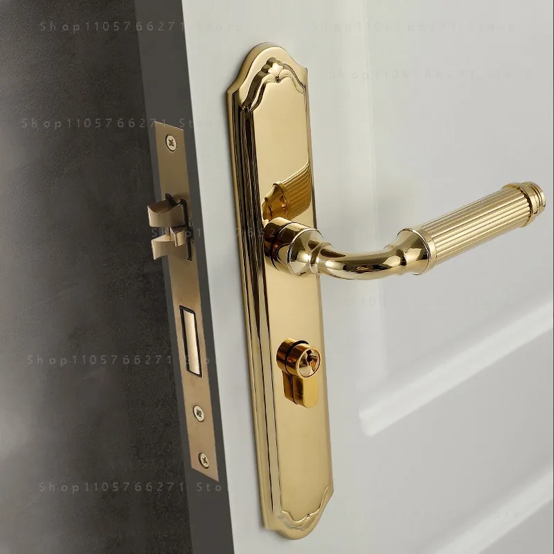 Brass French door lock retro bedroom  American European split lockwood door integrated