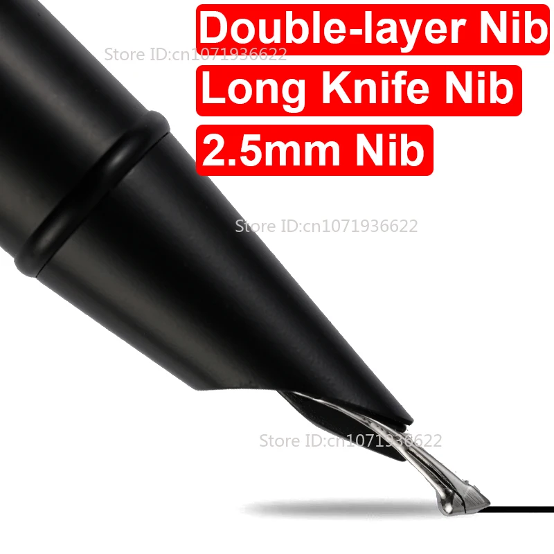 

Металлическая очень толстая шлифовальная полированная перьевая ручка ручной работы, наконечник с капюшоном 2,5 мм, двухслойный длинный нож, ручка для делового письма