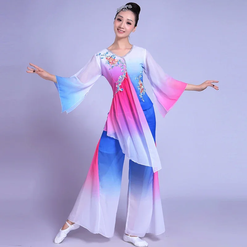 Stile cinese Hanfu classico Yangko abbigliamento abito da donna fan dance national dance performance abbigliamento abiti da ballo quadrati