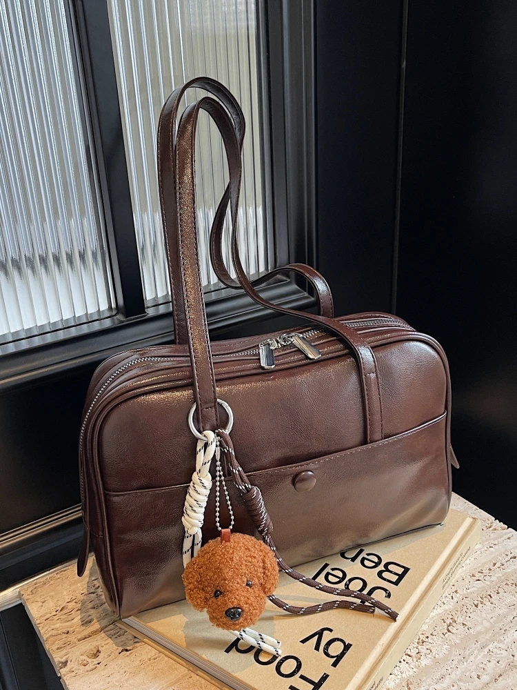 

Retro Large Capaci Tote Bag Women's Underarm Bag 2024 New Faion Autumn Handheld Single oulder Bag Soft PU Leather