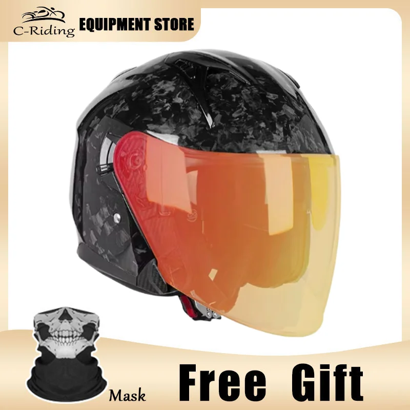 

Эксклюзивный дизайн, кованый яркий мотоциклетный шлем из углеродного волокна 3/4, открытый мотоциклетный шлем с уникальной графикой, ветрозащитный для мужчин и женщин