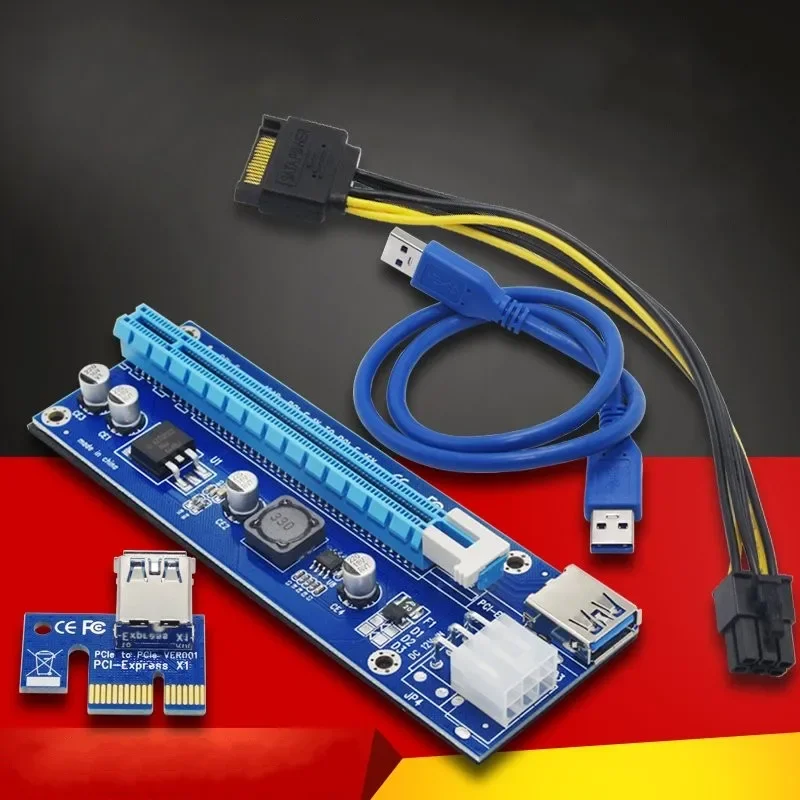 PCI-E Riser PCI E Express 1X a 16X, tarjeta elevadora de 60CM, USB 3,0, PCI-E, Cable de alimentación de 6 pines para BTC, Bitcoin Mining, Antminer