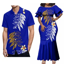 Custom Polynesian With Stylish Couple'S Suit Samoan Women'S Short-Sleeved Dress Party Tuxedo Men'S Aloha Shirt