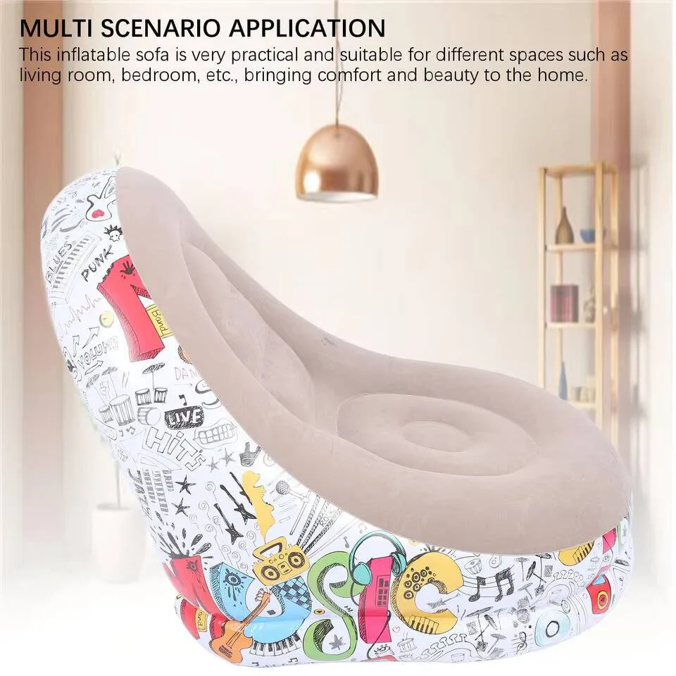 Modern Eco-flocked PVC Inflatable Sofa Custom Factory-designed Adult Reclining Camp Lounger Foldable Air Sectional Living Room view 5