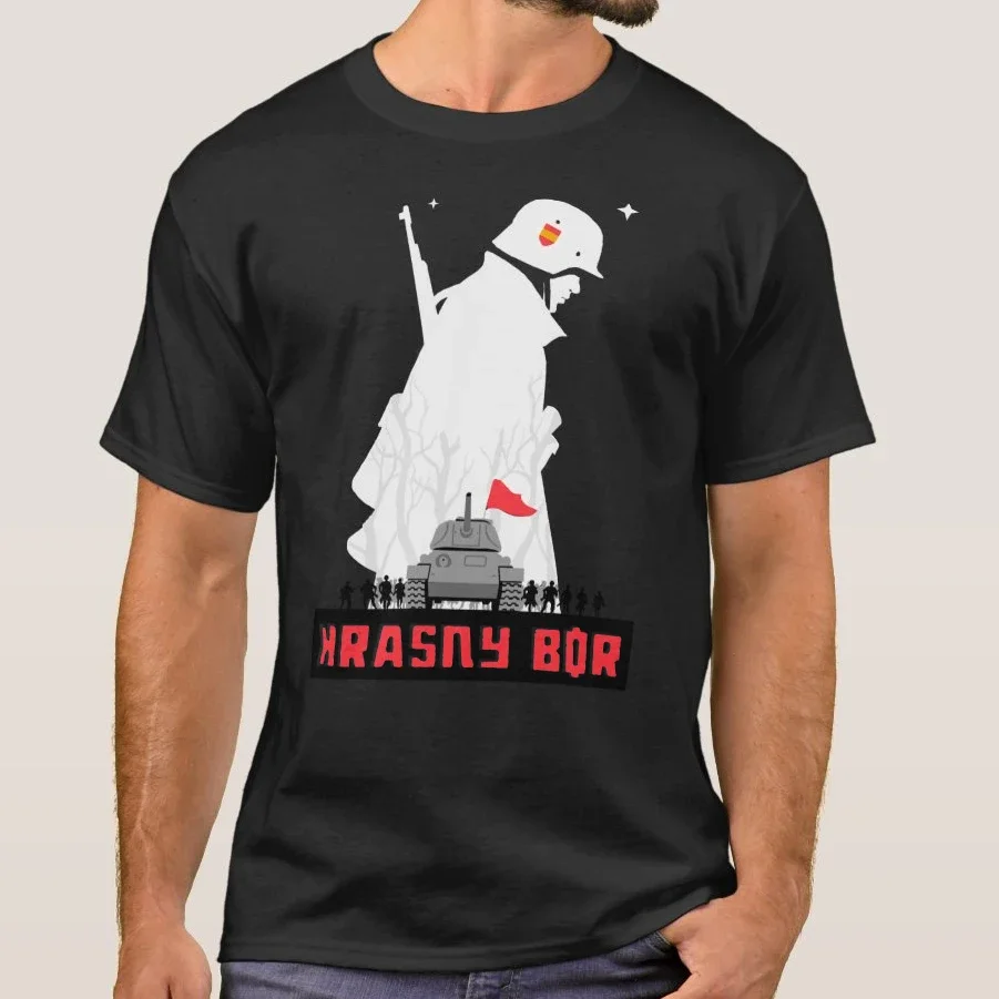 Camiseta de algodón de primera calidad con cuello redondo y manga corta para hombre, nueva, tallas S-5xl, camiseta de la batalla de Krasny Bor Forest, España, División Azul, harajuku.