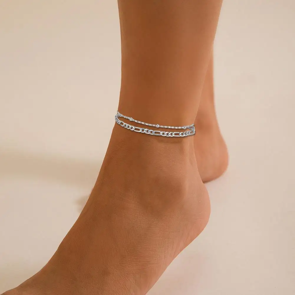 Women Wrist Chain Elegant Double-layered Rhinestone Anklet for Women Adjustable Length Polished Ankle Jewelry Gift for Birthdays