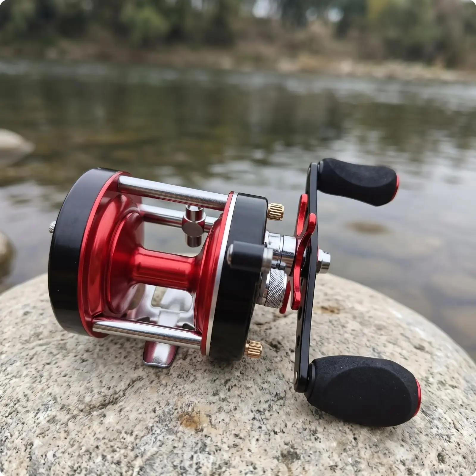 Heavy Duty Conventional Drum Reel for Boat Fishing Twinknob Handle Smooth Line Retrieval Metal Build
