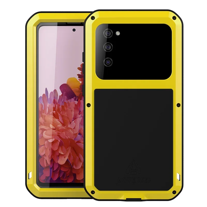

For Galaxy S24 S23 S22 S21 Plus S20 FE Case Lovemei Aluminum Metal + Gorilla Glass Shock Drop Heavy Duty Protection Doom Armor