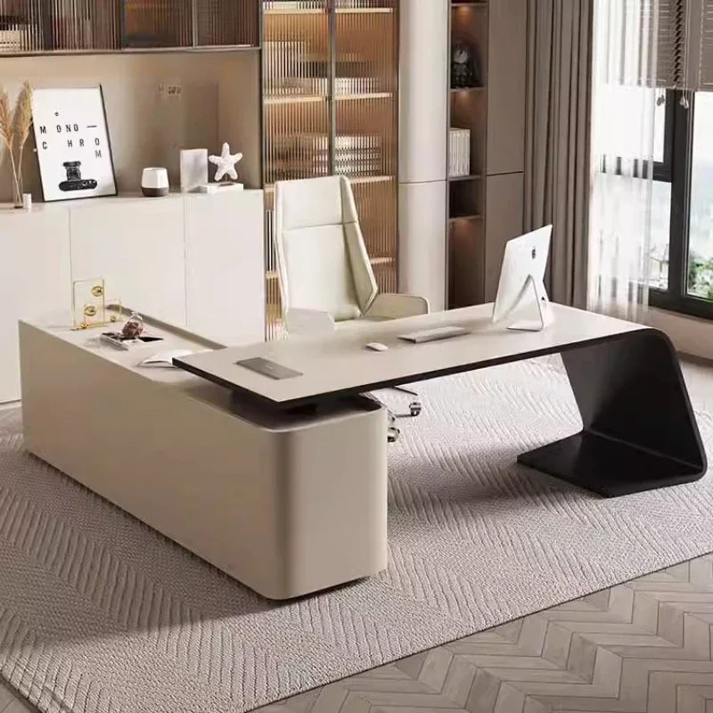 Large Drawer Computer Desk Organiser Charging Chair Reading Reception Table L Shaped White Mesa Escritorio Office Furniture