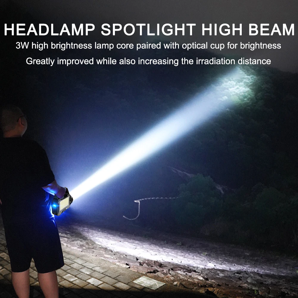 Latarka Typ C + Ładowana Energią Słoneczną, Dalekiego Zasięgu, Latarka COB, Przenośna Latarka Szperacz na Kemping, Wędkarstwo i Wędrówki