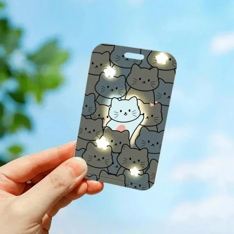 Cute Kitten Card Holder, Student Campus Cards, Meal Card, Water Card, Bus Card, ID Card Protective Cover with Hanging Rope