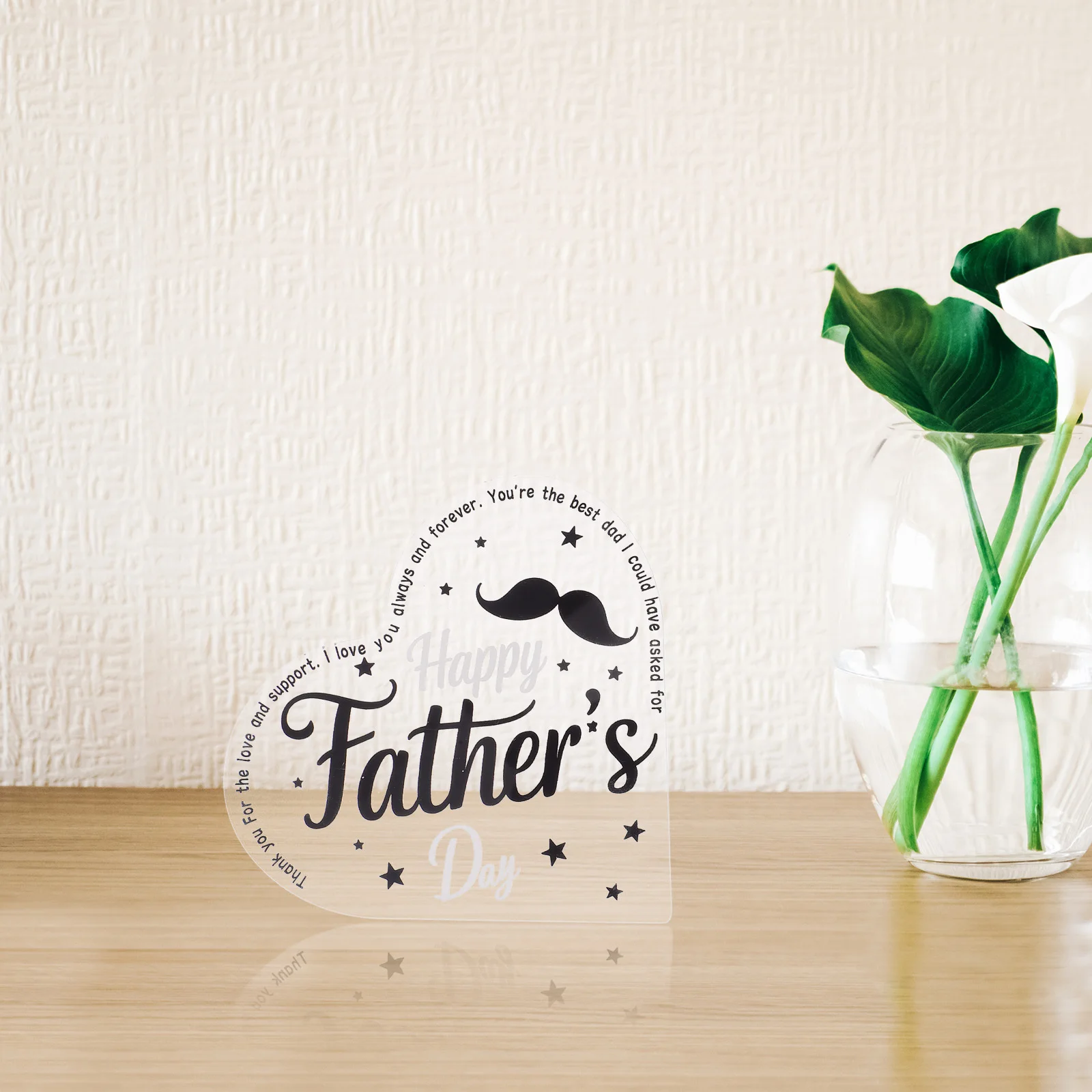 

Father's Day Transparent Heart Shaped Acrylic Ornament Acrylic Table Decoration Desk Plaque Keepsake Father's Day Decorations