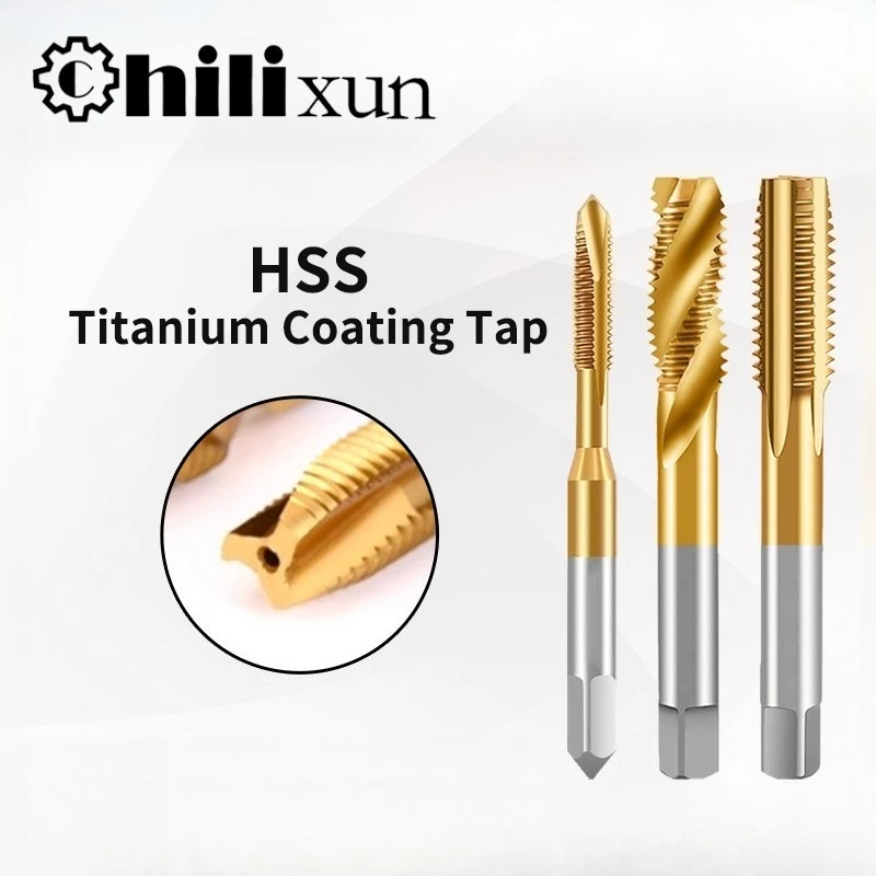 

HILIXUN M2 M3 M4 M5 M10 M20 M30 HSS Taps Titanium Coated Tip Spiral Straight Flute Metric Machine Tap Hand Tools
