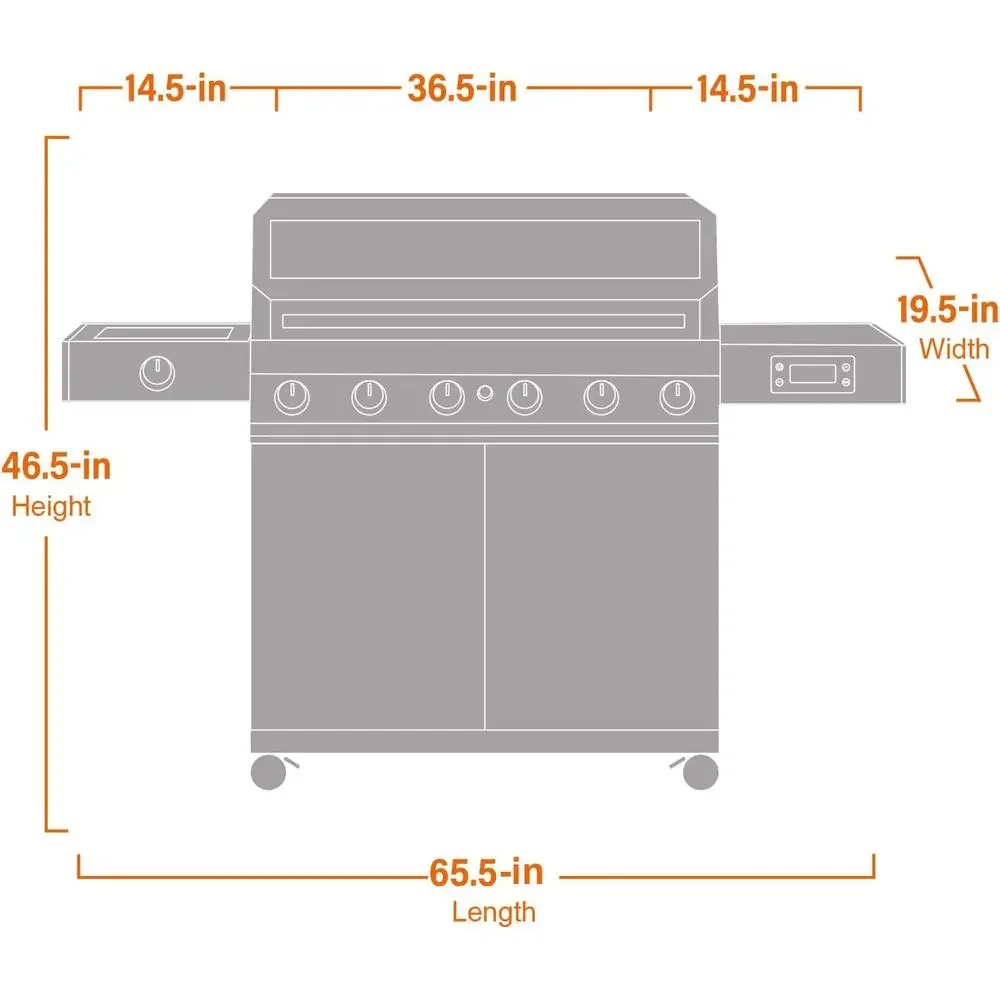 6-Burner + Side Burner Stainless Steel Gas BBQ Grill with Smart Technology and Knob Controls