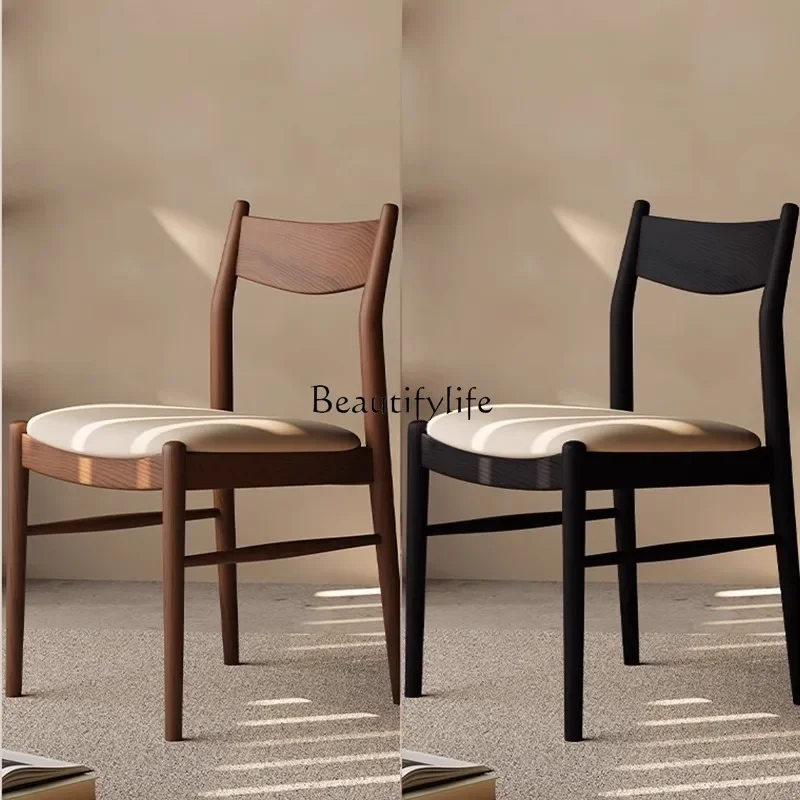 

3-Nordic solid wood dining chair home high-end living room dining table chair wabi-sabi Japanese style