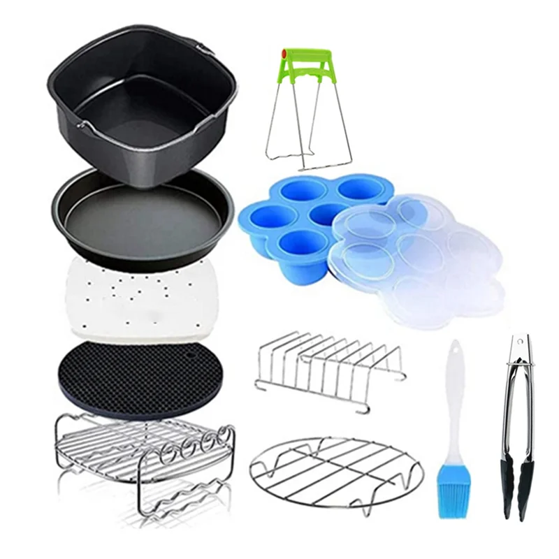 Akcesoria do frytkownicy beztłuszczowej 2025+, zestaw 11 sztuk, kompatybilny z frytkownicami beztłuszczowymi o średnicy 7 cali i innymi kwadratowymi frytkownicami.