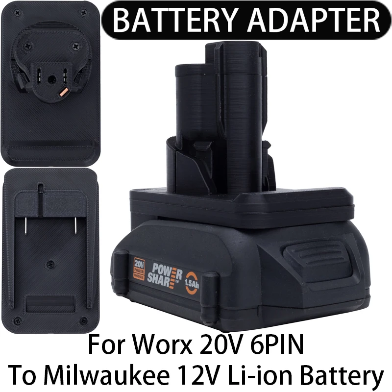 

Adapter/Converter for Milwaukee 12V Li-ion tools to Worx 20V 6PIN Li-ion Battery Adapter/Converter Power Tool Accessory
