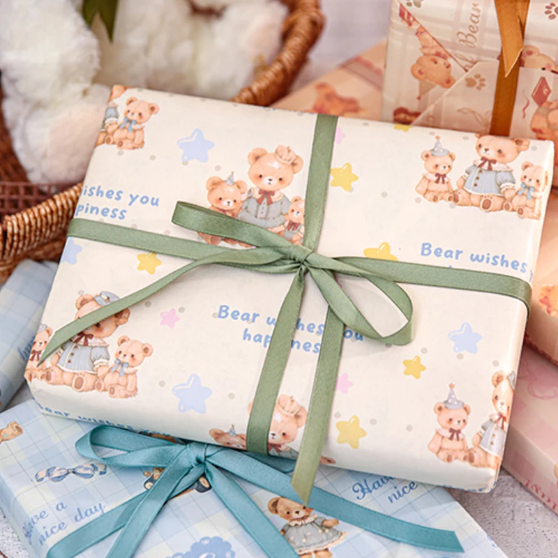 미스터 종이 10 장/가방 Kawaii 귀여운 곰 테마 aquascape 포장지 DIY 포장 선물 가방 종이 상자 꽃다발