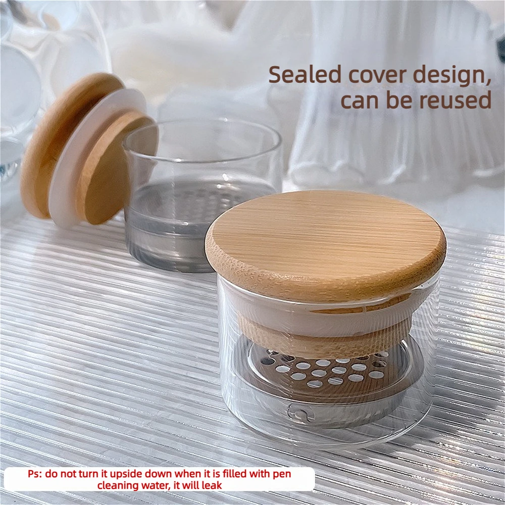 Brush Cleaning Dappen Dish with Lid Nail Art Acrylic Liquid Cup for Brush Washing and DIY Craft Use Essential Nail Accessories