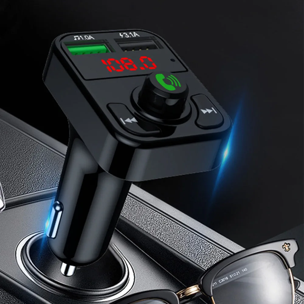 Car Handfree Bluetooth 5.0 MP3 Player FM Transmitter Car Kit Handsfree Speaker Audio Adapter Receiver 3.1A USB Fast Charger