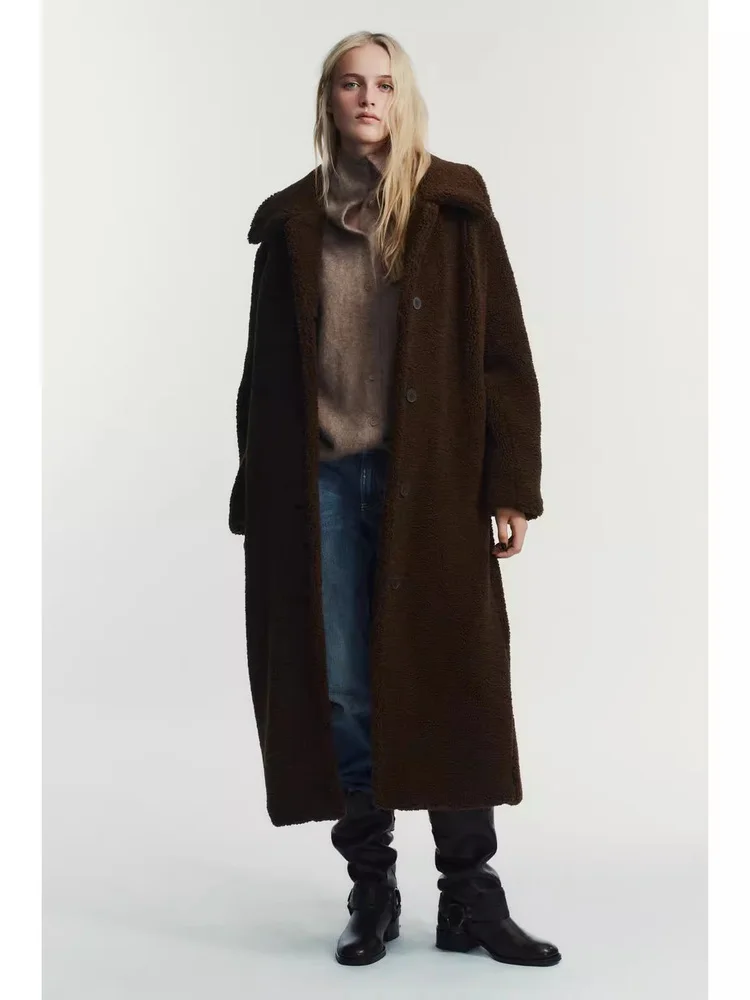 

Ladies' Lazy Sle Long Sve Lapel Coat Winter New Arrival eepskin Fce Outerwear Coat Polyester Fiber Women's Jaet