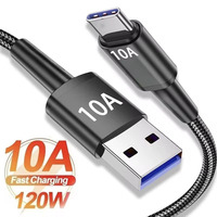120W 10A Fast Charging USB Type C Cable For Huawei P50 P40 Pro Data Transfer Data Cord For Samsung Xiaomi 13 Redmi 13 Oneplus
