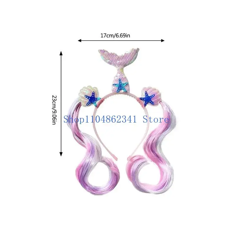 5asd Glittering Sequined Horned Horn Hairband With Lovely Ear for Girls Birthday Party Gifting And Dressingup Props Headwear