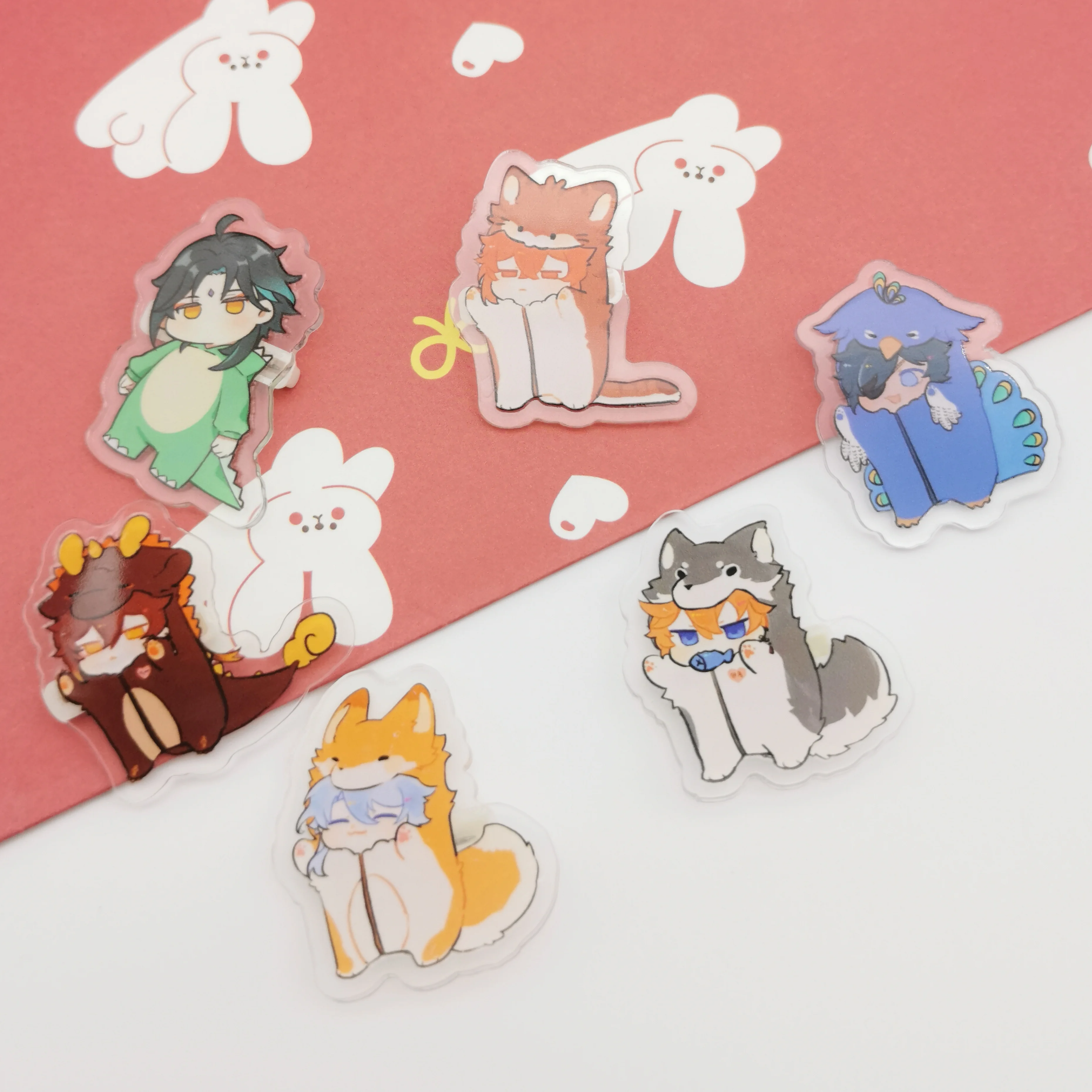 1PC Anime Game Genshin Impact Cute Dinosaur Tartaglia Lapel Badges Clothes Jewelry Collar Brooches Accessories Gifts For Friend