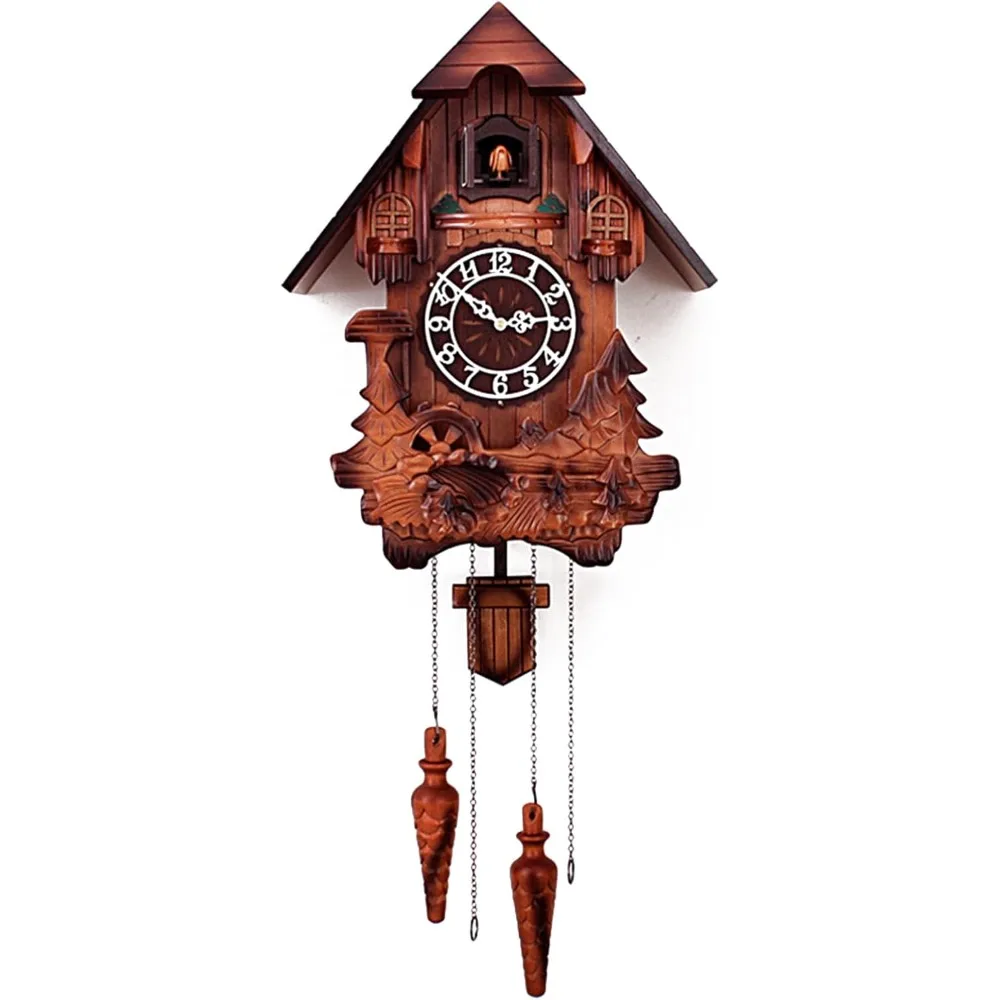 Cuckoo Clock, Retro Wooden, Battery Powered, 30 Inch Retro Style Pendulum Clock, Suitable for Bedrooms, Living Rooms, Kitchens