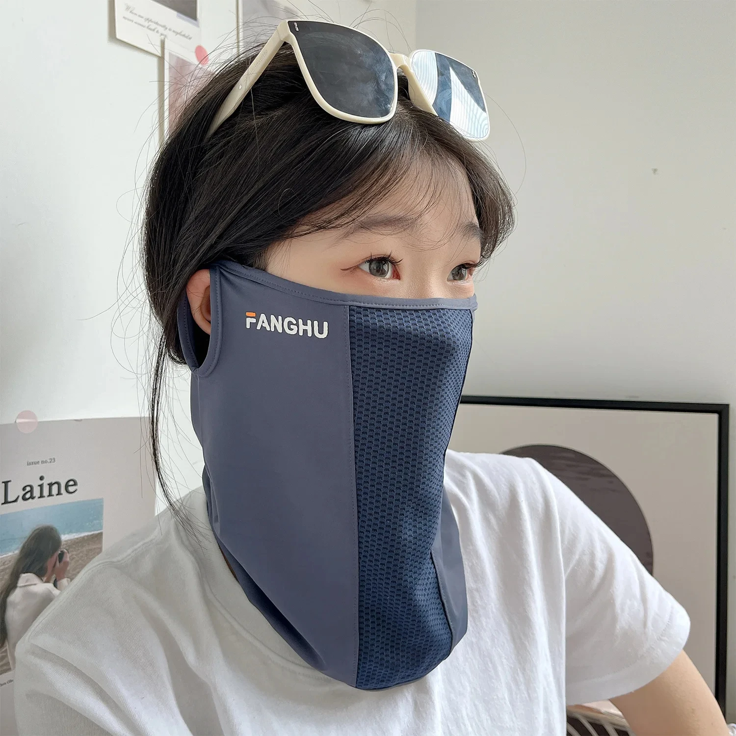 Summer UV Protection Sunscreen Mask Face Scarf Cycling Sunscreen Ice Silk Mask Face Cover Neck Wrap Cover Breathe Traceless Thin