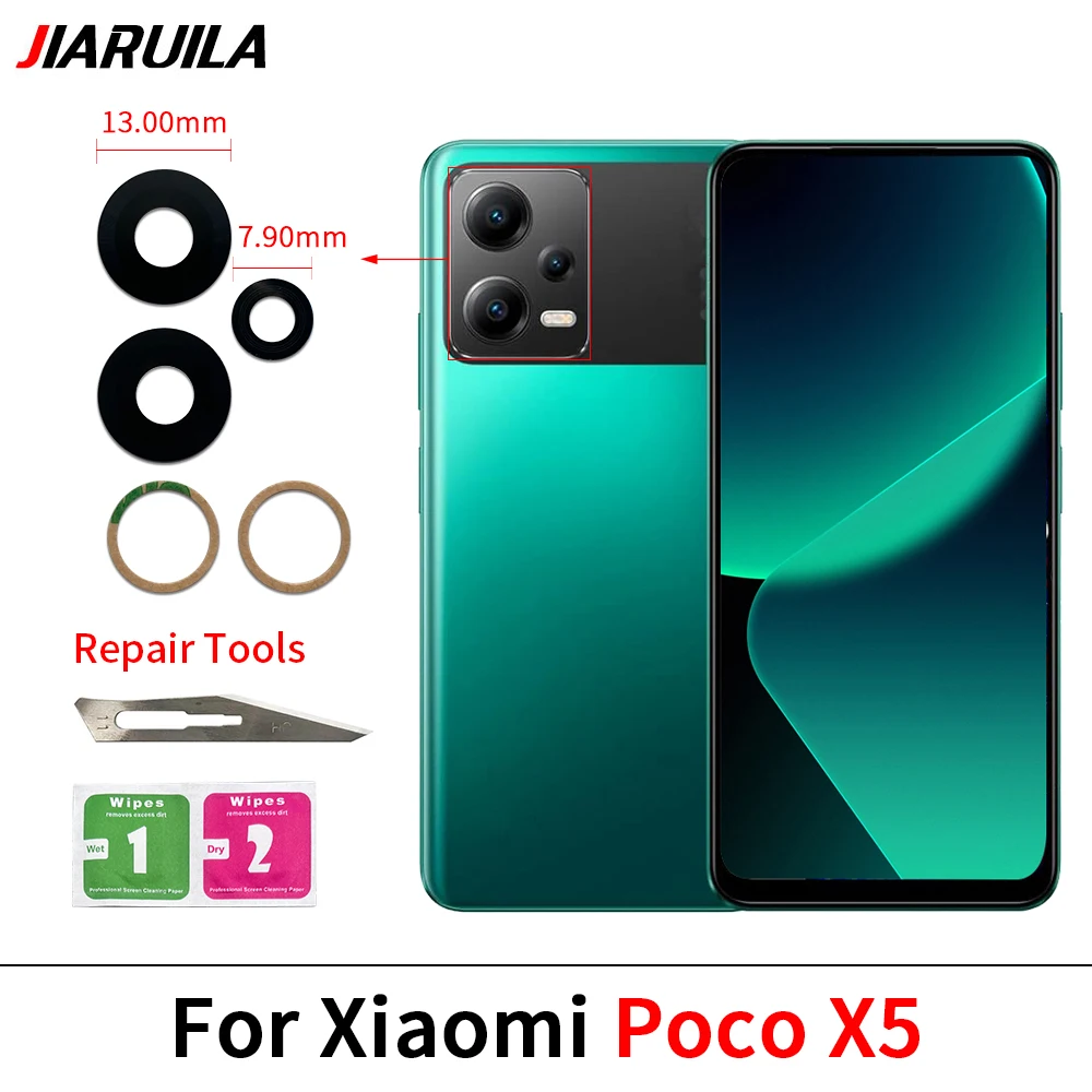 2Pcs/Lot, Camera Glass For Xiaomi Poco F5 F6 M5 M5s M6 X5 X6 Pro 4G 5G Rear Back Camera glass Lens With Adhesive