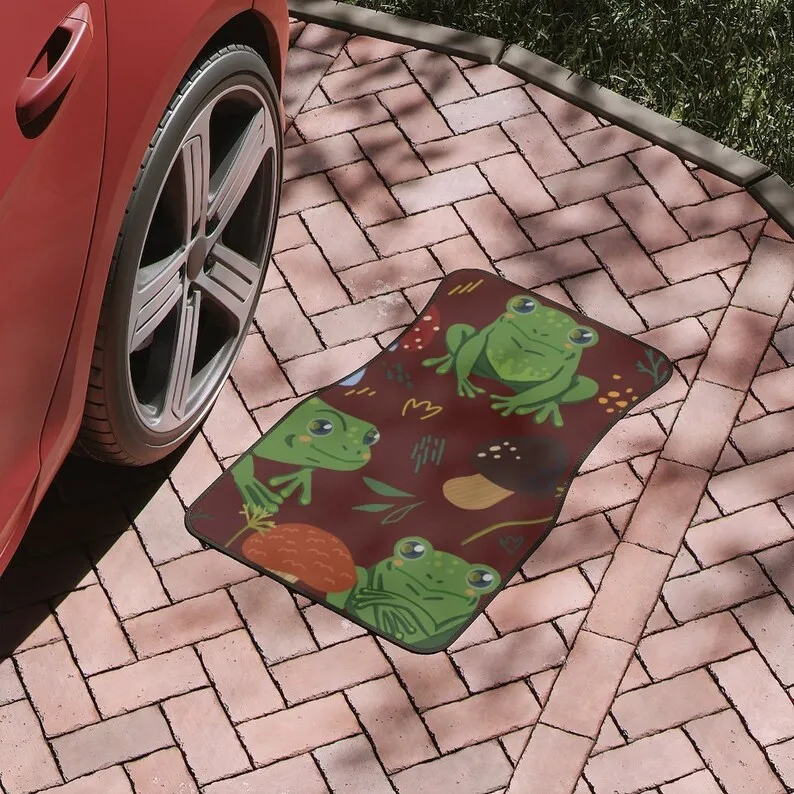 

Frog Car Mats, Frog Print and Mushroom Car Mats, cute Car Accessories, Nature Car Set floor mats, frog car accessory decor gift