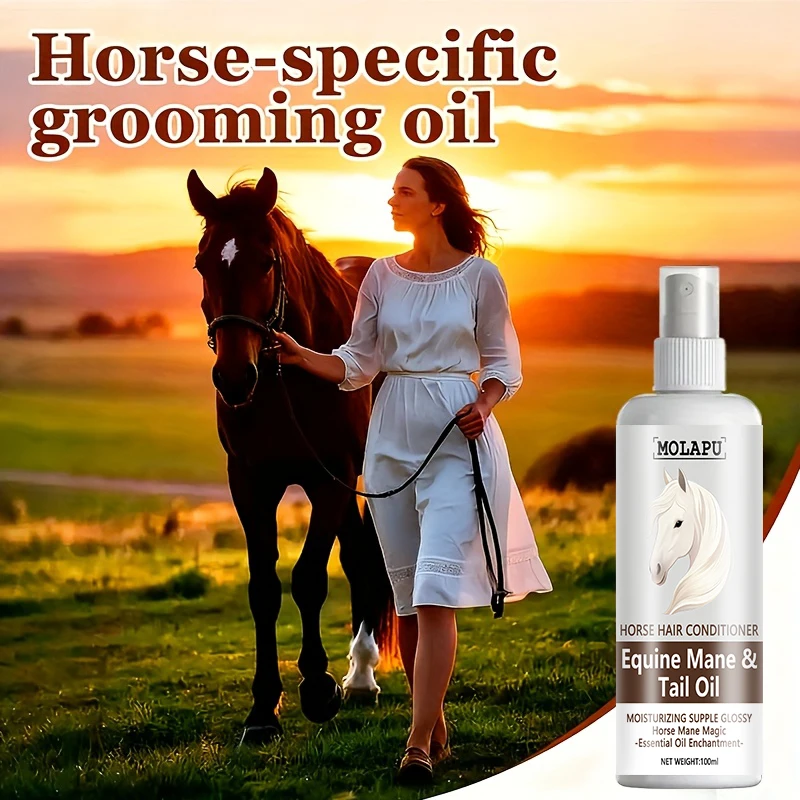 Horse Care Oil - Instant Detangler & Smoothing Mane Conditioner, Plant-Based Horsehair Oil for All Breeds and Foals, Shining Detangling Spray, Suitable for Braiding, Bun Making, Performances, and Daily Grooming