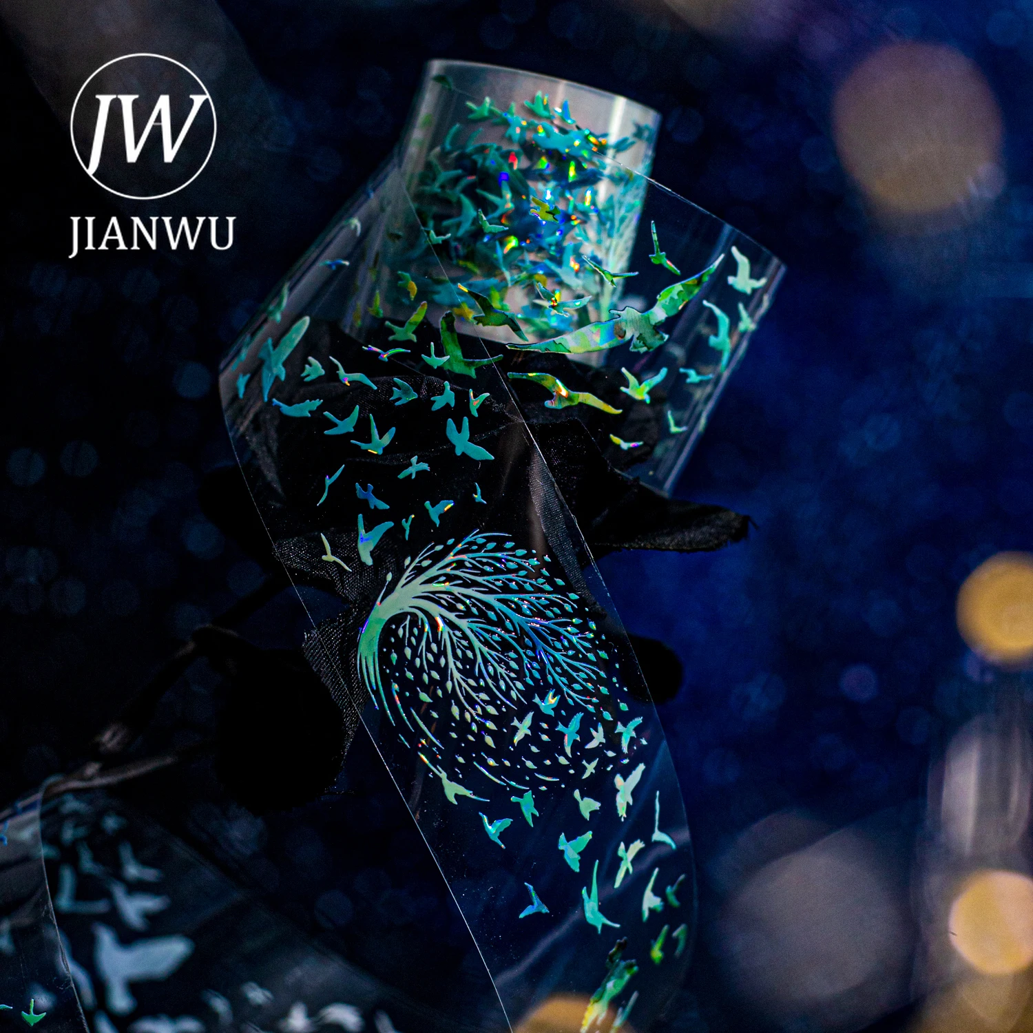 JIANWU 40mm * 200cm oiseaux volants sont brumeux série oiseaux colorés paysage matériel Collage PET bande créative Journal papeterie