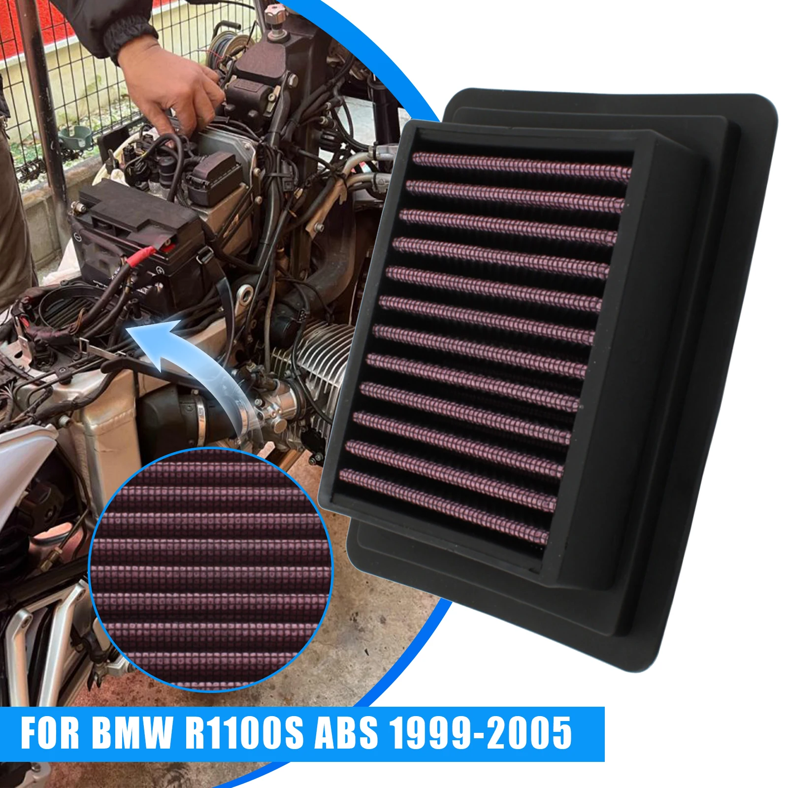 

Washable High Flow Air Filter Intake Cleaner For BMW R1100S ABS 1999‑2005 Motorcycle Modified Parts Modified Parts