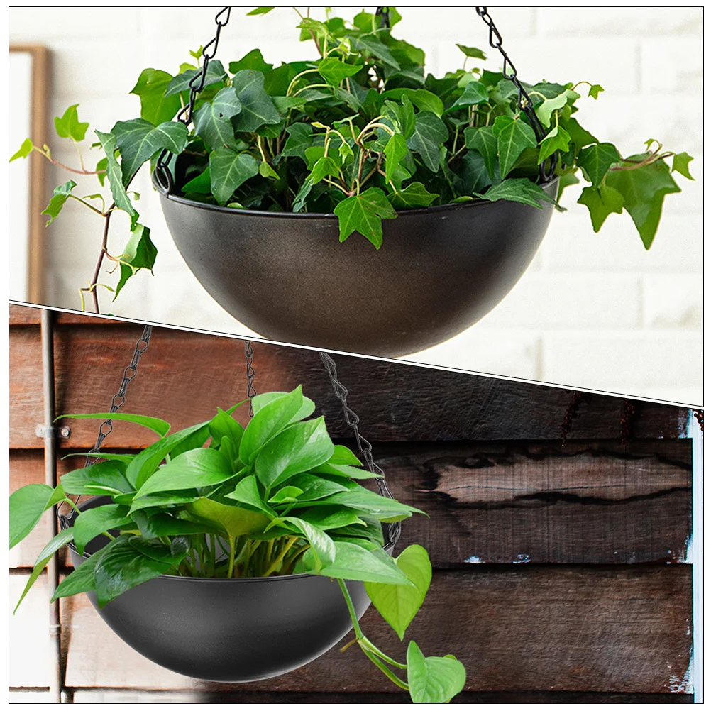 

Hanging Flower Pot Metal Plant Hanging Basket Black Decorative Planter For Indoor Outdoor Garden Large Planting Container
