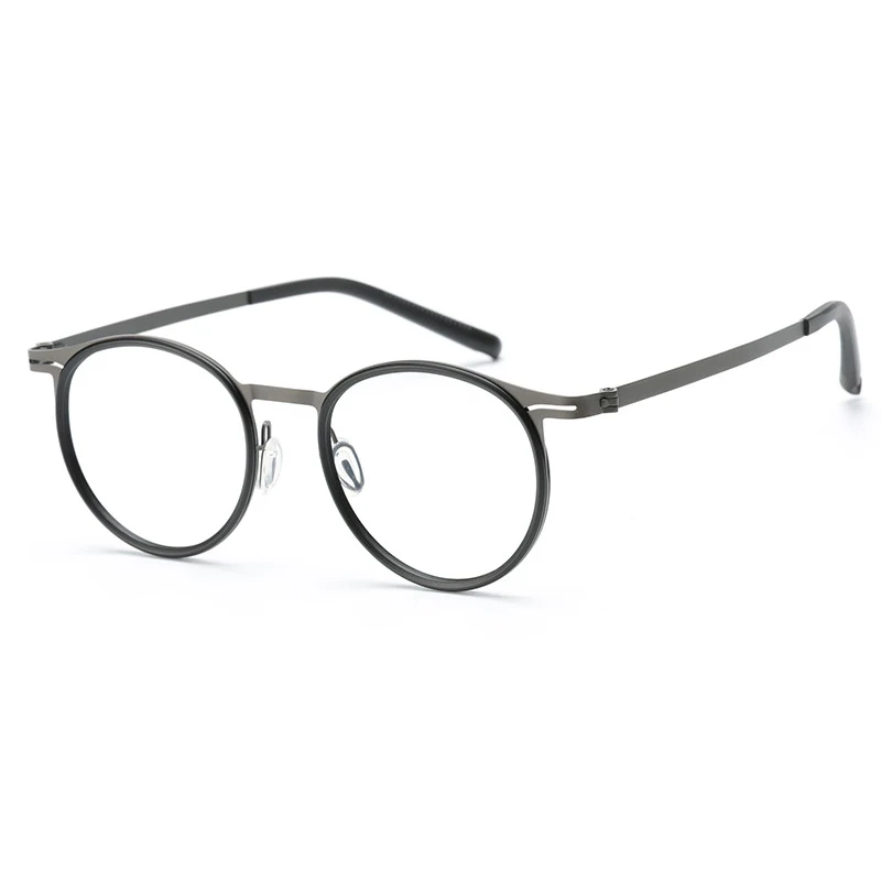Titaniun Anti Blue Light Reading Glasses Male Ultra-light tr90 Vintage Round Eyeglasses Frame Mens Preacription Myopia Glasses