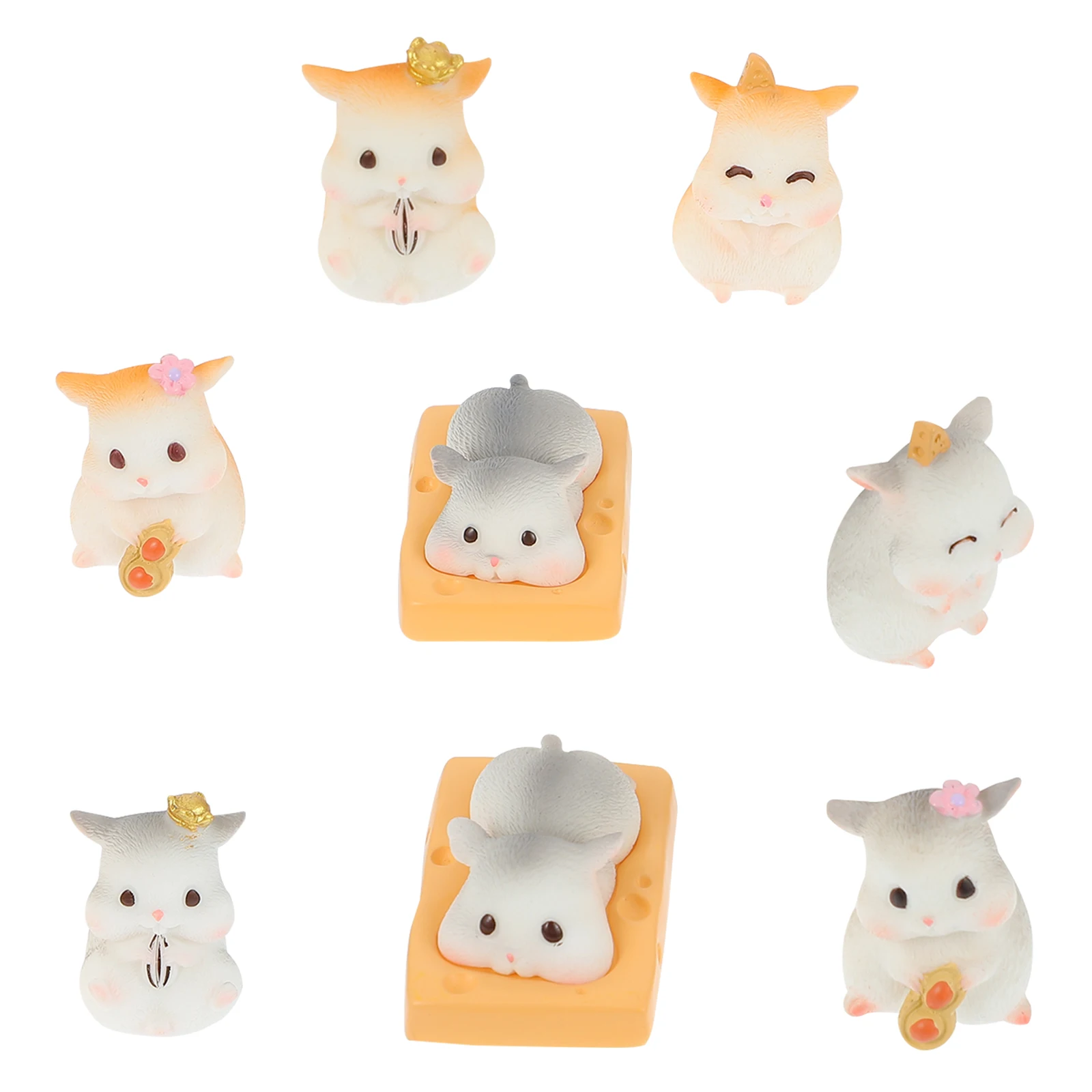 

8 Pcs Mini Hamster Shaped Crafts Moss Micro Decor Bonsai Adornment Household Furnishings Colorful Resin Vivid Lovely Detailed