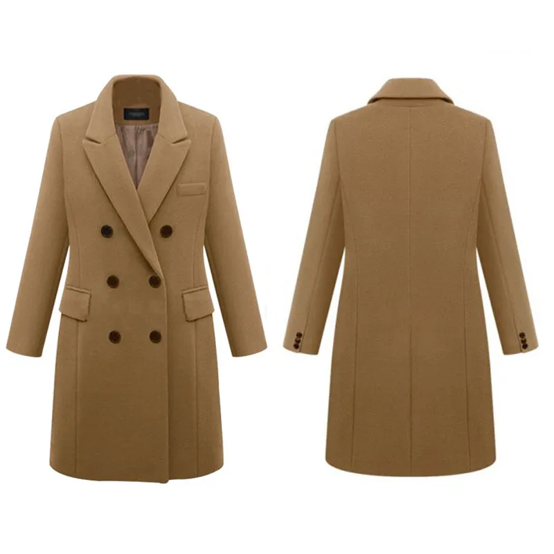 2025 Nuovo cappotto da donna in lana Autunno Inverno Cappotto da donna in misto lana di media lunghezza di grandi dimensioni Cappotto doppiopetto Ele Busin Sle