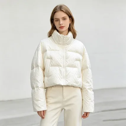2026 New Winter Clothing Parkas Women's Outwear Short Coats Korean Rhinestone Coat Ladies Thickened Warm Cotton Puffer Jackets