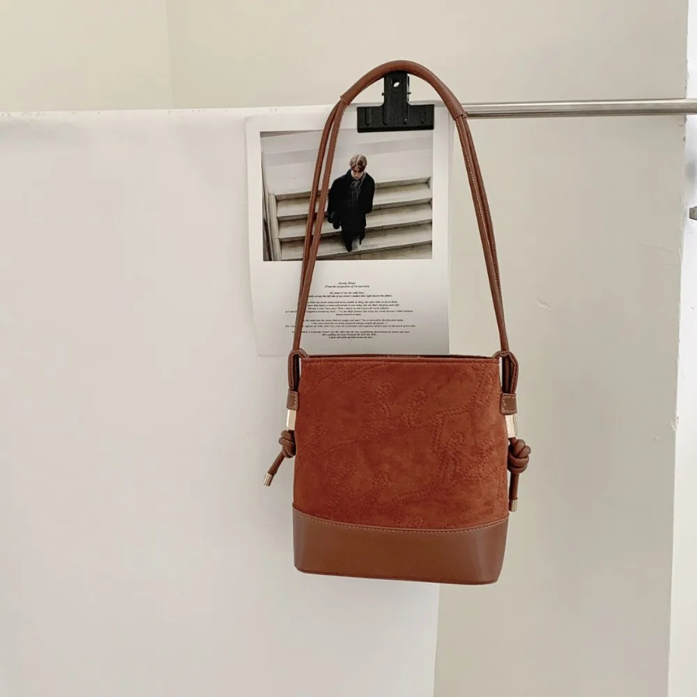 

Модная женская сумка через плечо большой вместимости, повседневная сумка на одно плечо в стиле ретро, сумка-ведро из искусственной замши, уличная сумка